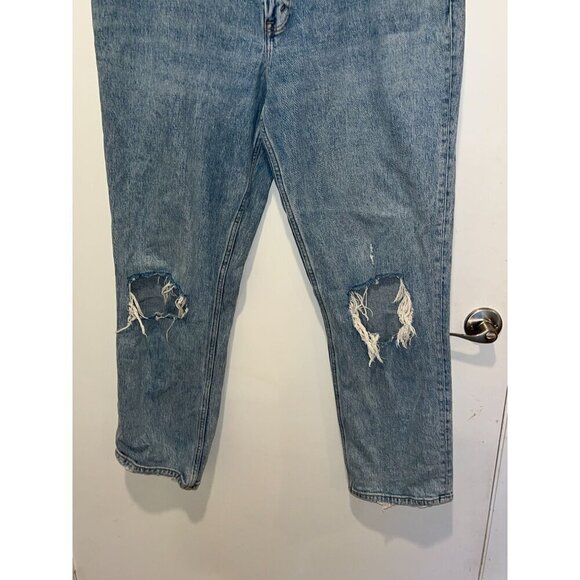 Abercrombie & Fitch 90s Straight Ultra High Rise Jeans Size 33 Light Wash Distre - Picture 3 of 12